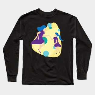 Mom dancing with daughter abstract Long Sleeve T-Shirt